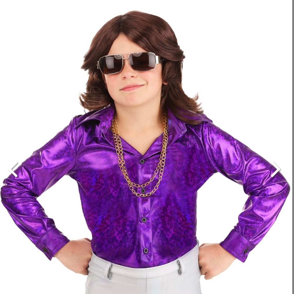 FUN METALLIC COSTUME SHIRT SIZES SMALL AND MEDIUM CHILD